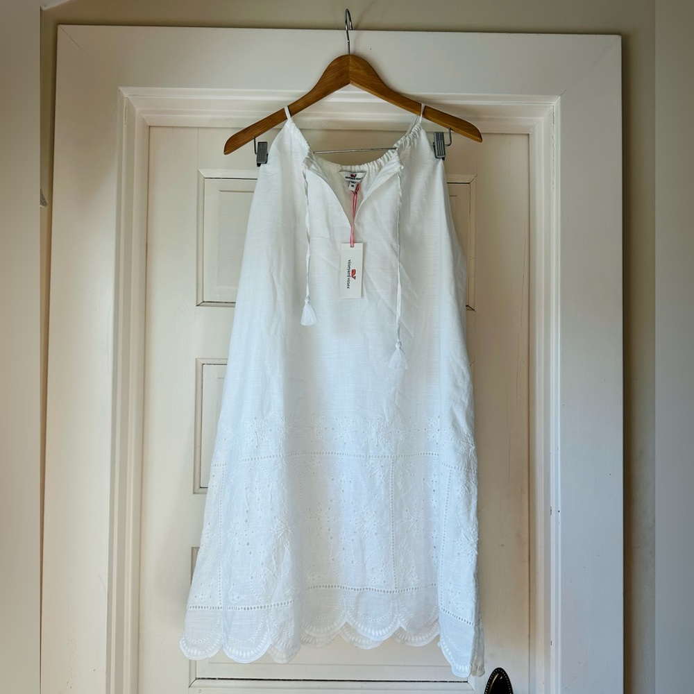 NWT Vineyard Vines White Linen Embroidered Eyelet Dress Sz 16